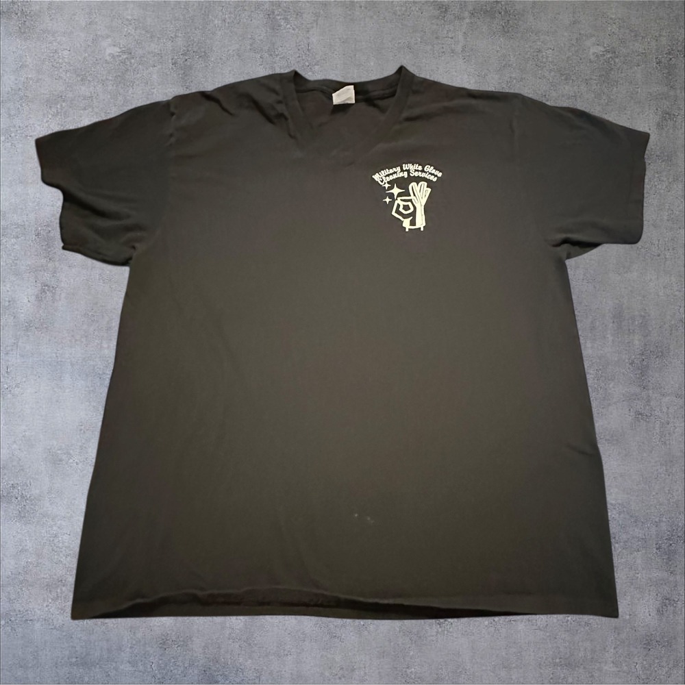 Port‎ & Company Women's V-Neck Black T-Shirt XL Military White Glove Cleaning